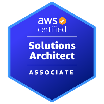 AWS Certified Solutions Architect - Associate badge. Links to credly.com.